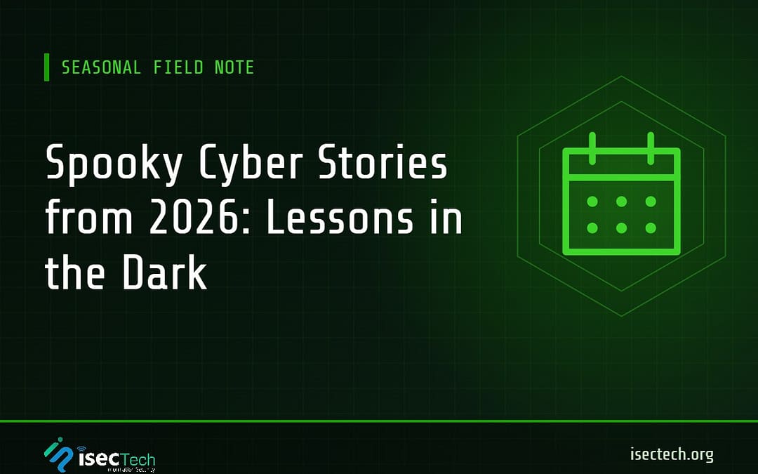 iSECTECH Seasonal Field Note article graphic: Spooky Cyber Stories from 2026: Lessons in the Dark
